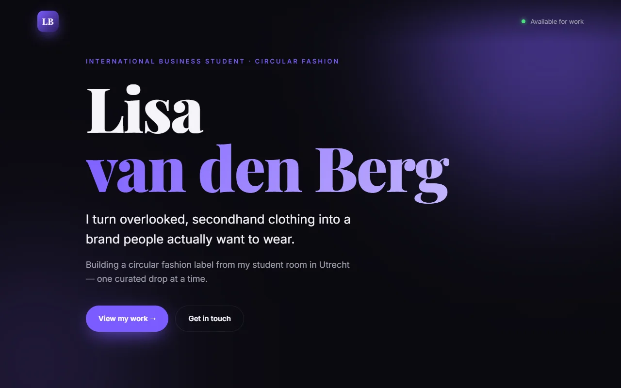 The personal website built live on stage for a student volunteer